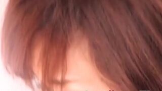 Young Japanese teen playing with huge dildo in secret