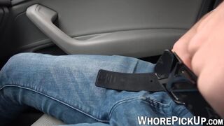 Prostitute on the streets enjoys getting banged in a car
