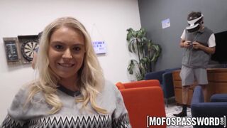 Blonde Krissy Knight sucks and fucks her roommate in their dorm mate