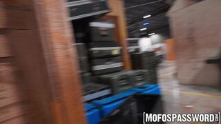 Blonde babe Ashley Tee fucks massive dick while playing paintball