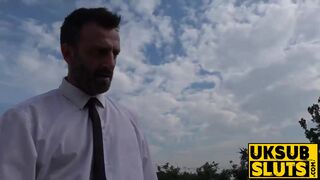 UKSubSluts com - Green hair rebel Phoenix Madina plays outside