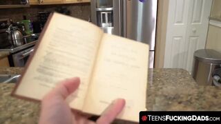 Slutty redhead gets facial from stepdad's cum