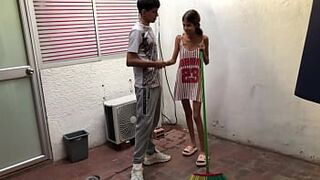 My stepsister insists on fucking her and I fill her mouth with cum.